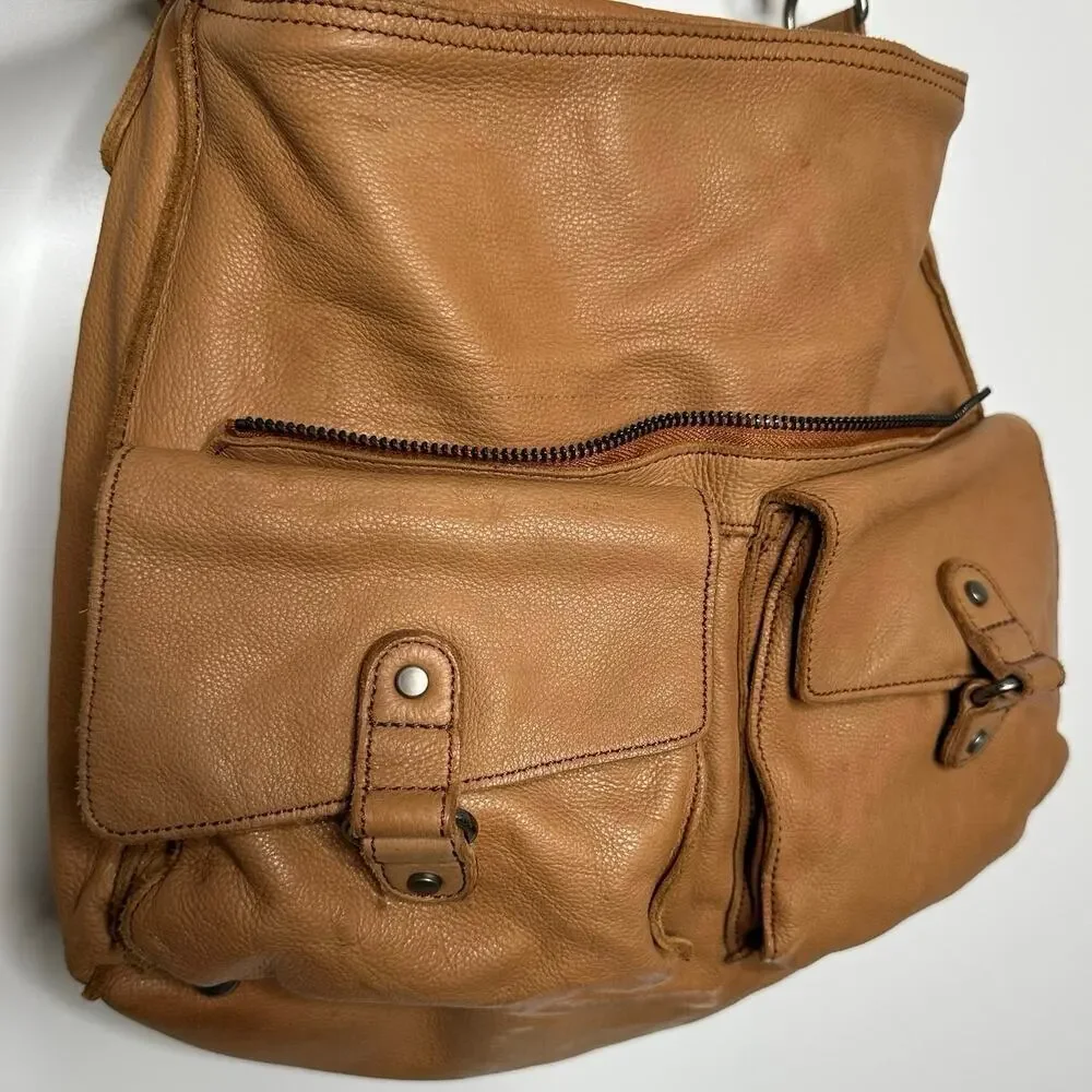 Vanessa Bruno Cowskin Leather Bag Cognac